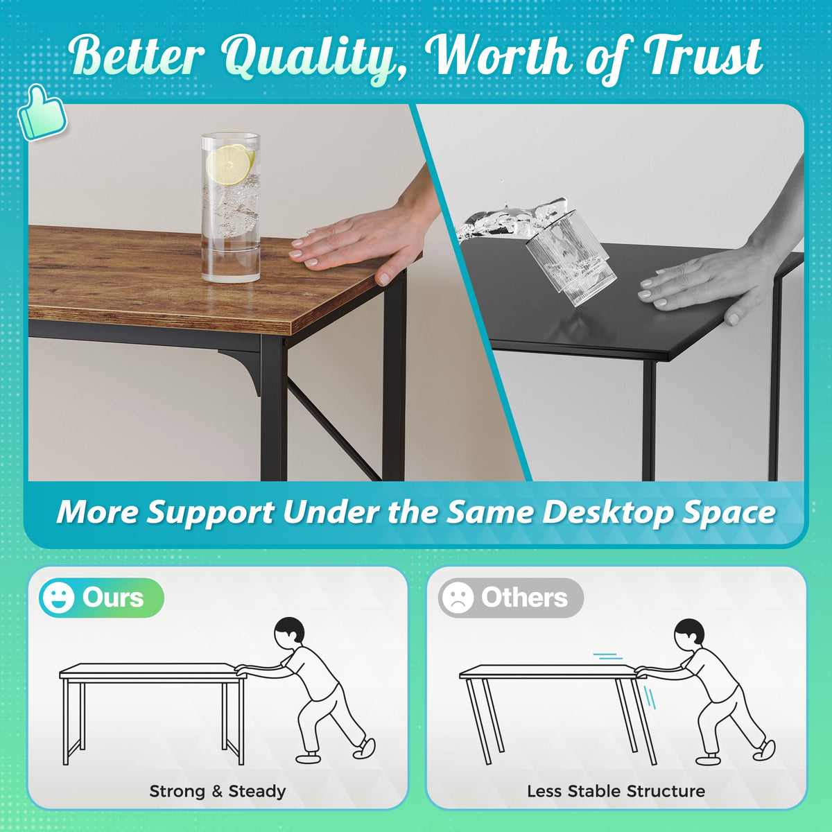 PRAISUN 55'' Computer Desk with Fabric Storage Bag